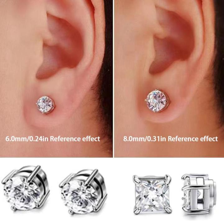 6mm Magnetic Diamond Studs Pair 6mm/8mm Inlaid With Zircon