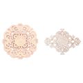 Harmony 2 Pcs Rubber Wood Carved Long Applique Unpainted Flower Walls Cabinets Door Decor Wood Color, 21X15cm & 15cm Type B.