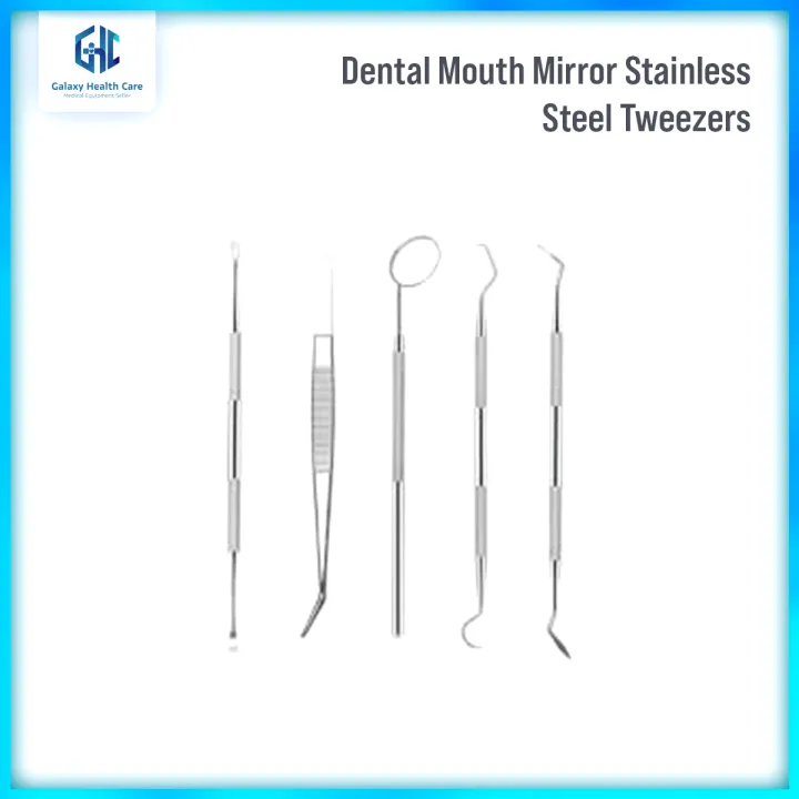 Dental Mouth Mirror Stainless Steel Tweezers Elbow Probe Dentist Instrument Teeth Cleaning Whitening Dentistry Tools Set