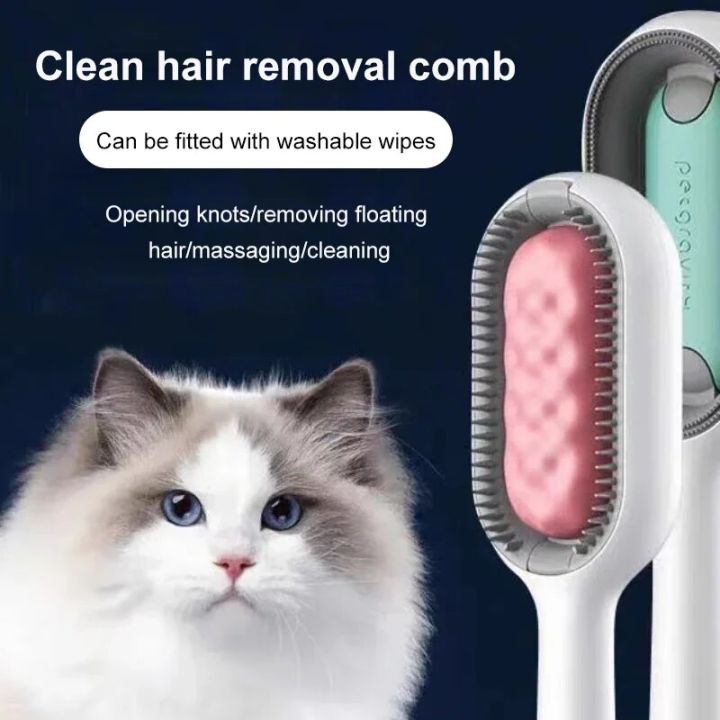 Clean Cat Dog Hair Removal Comb with Wipes Upgraded Pet Brush Katten Accessories Gatos Productos para mascotas Grooming Supplies