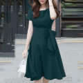 ZANZEA Women Summer Casual Short Sleeved Round Neck Dresses Baggy Midi Dress #11. 