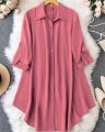 Western Fashion Pink Color Shirt Tops Long kurti Premium Soft  Cheri Georgette Ladies Shirt for Girls. 