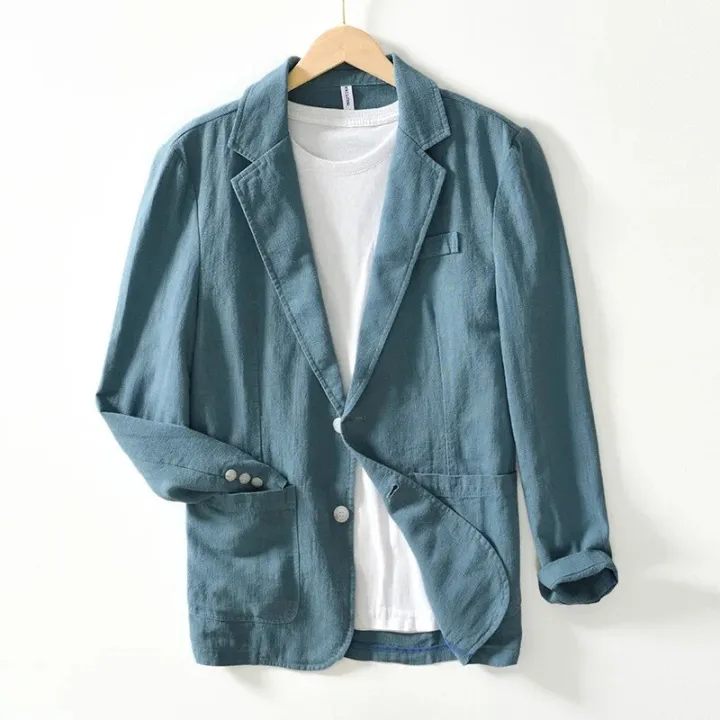 2023%20Spring%20New%20Casual%20Linen%20and%20Cotton%20Safari%20Suits%20for%20Men%20Clothing%20Solid%20Color%20Blazers%20Men%20Jackets%20Oversize%20-%20Image%203