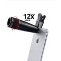 Mobile Phone Lens Universal 12X HD Zoom Telescope Phone Camera External Telephoto Lens with Clip Mobile Phone Accessories. 