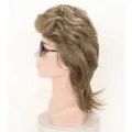 OUCEY Short Synthetic Hair Wigs For Men Natural Wavy Red Wig With Bangs Cosplay Wigs Male Curly Hair Fluffy Nightclub Bar Wig. 