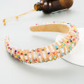 Heming headbands, European and American hand-woven beaded headbands, women's baroque sponge hair bundles, Korean simple face wash hair accessories.