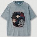T-shirt Oversized Acid Washed Tee Print Graphic T-shirt For Unisex Adults' Acid Wash 100% Cotton Casual Daily Loser Lione. 