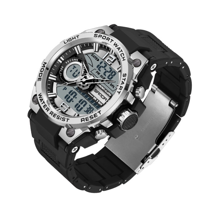 Sanda Men's Watches Sports 50M Waterproof Digital Wristwatch for Male Clock Stopwatch Men's Watch 9010