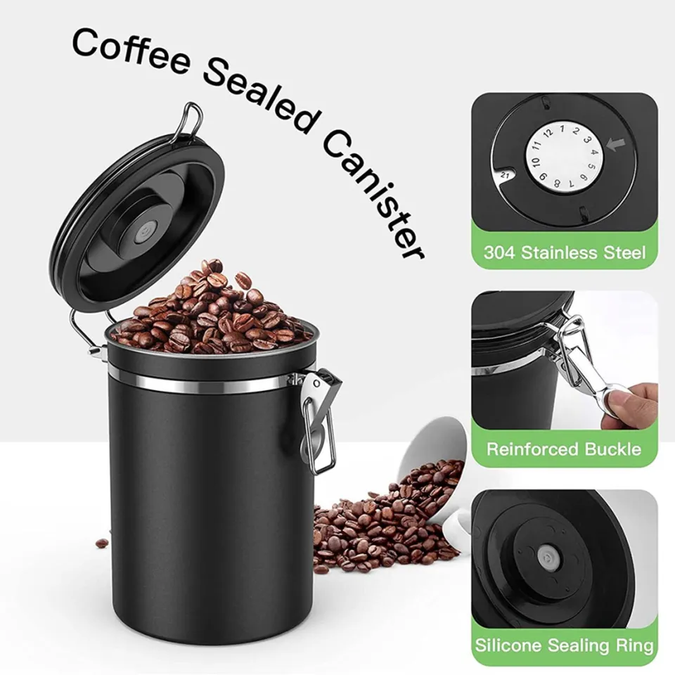 ZENTORIQ 2 Pcs Coffee Container Airtight,Coffee Jar With Scoop,Airtight Coffee Canister Retains,For Ground Coffee, Spices, Herbs, Candy, Protein Powder