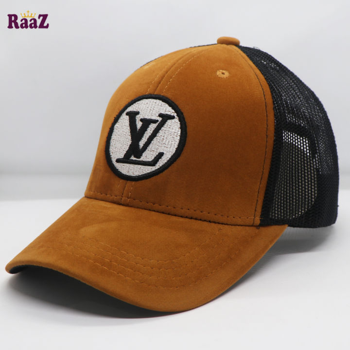 Brown Velvet Fabrics Embroidery Premium Mesh Air Half Net Cap