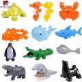 Duplo Animals Penguin Crab Tortoise Whale Octopus Hippocampus Model Building Blocks Education Kids Toys Compatible With Lego. 