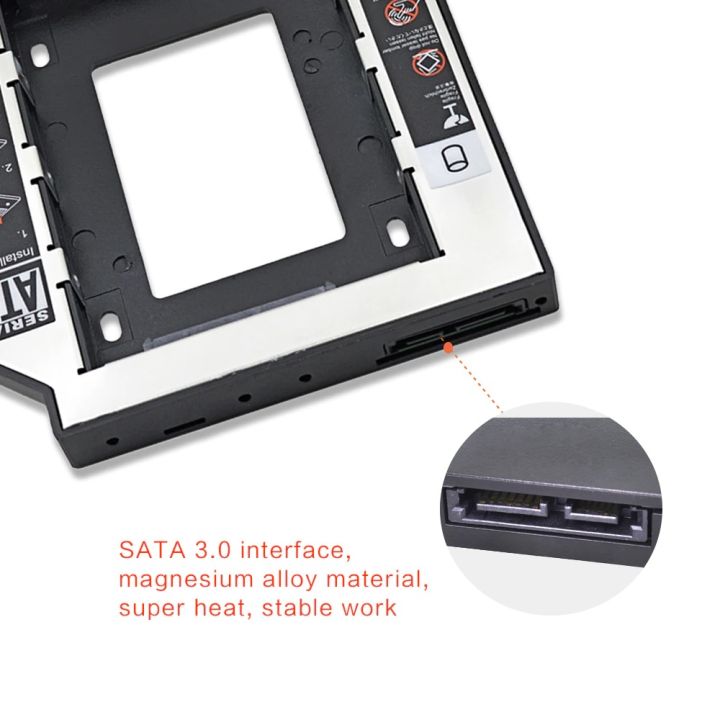Laptop%20DVD%20to%202nd%20SSD/HDD%20Caddy%20Hard%20Drive%20Enclosures%20Size%209.5mm%20-Black%20-%20Image%204