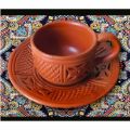 Matir Tea Cup 3 Set, Soil Tea Cup ( Cup And Piris) - Dinner Set - dinner set.