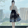 Cao Zhou Yuyue Women's Han Chinese Clothing Song Style Skirt Summer Daily Thin Mid-Length Printing Horse-Face Skirt. 