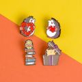 Cute Cartoon Hedgehog Brooch Creative Book Cup Stitching Heart Metal Badge Pin For Kids Costume Backpack Jewelry Gift.
