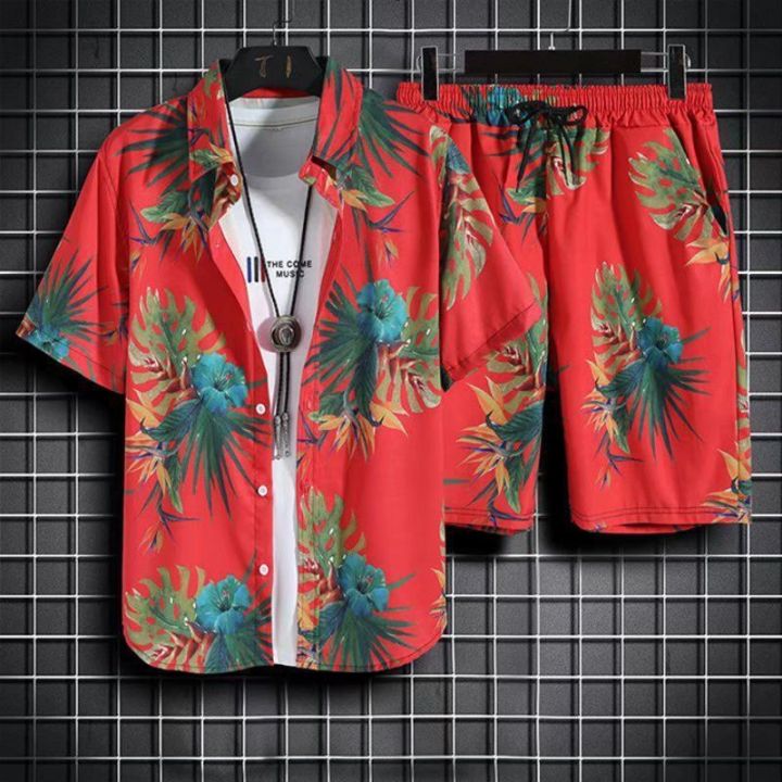 Hawaiian%20Style%20Beach%20Pants%20Men's%20Loose%20Quick-Dry%20Casual%20Suit%20Printed%20Shirt%20Shorts%20Couple%20plus%20Size%20Set%20-%20Image%204