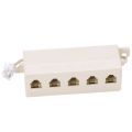 2X Beige RJ11 6P4C Male Plug to 5 Ports 6P2C Female Socket Phone Line Splitter Adapter.