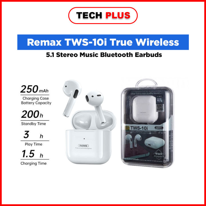 Remax TWS-10i True Wireless Stereo 50Hz-20KHZ Music Earbuds 30mAH 13mm Case Battery 250mAH Wireless V5.1