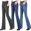 Men's Flare Jeans Mid-Rise Elastic Flare Jeans Fashion Men Flare Jeans Men's Denim Pants Multiple Color Size 26-40. 