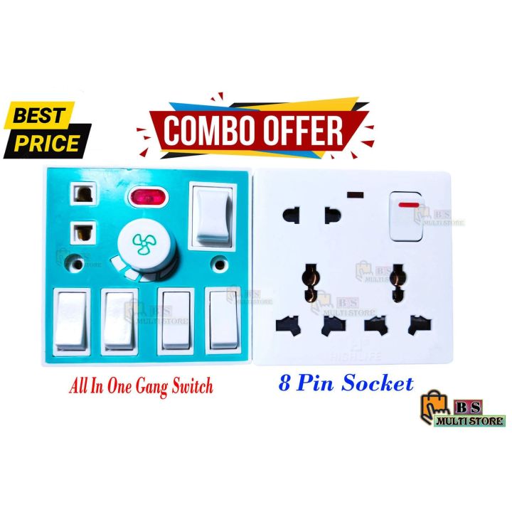 8%20Pin%20Multi%20Gang%20Socket%20&%205%20In%201%20AC%20250V%206A%20Combine%204%20Pcs%20Gang%20Switch%20Fan%20Dimmer%20Regulator%202%20Pin%20Socket%20LED%20Indicator%20and%20Fuse%20Full%20Room%20Cover%20-%20Image%202