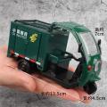 1/32 Sanitation Tricycle Simulation Alloy Children's Toy Car Model Sound and Light Warrior Boy Decoration Gifts.