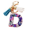 【beauty code store】Purple Pendant Key Chain Transparent Acrylic 26 Alphabets Holder Charm Decoration.