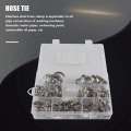 60-Piece Hose Clamp Set, 8-38 mm Pipe Clamps Made of 201 Stainless Steel, 7 Sizes Hose Clamps, Hose Ties, for Pipes. 
