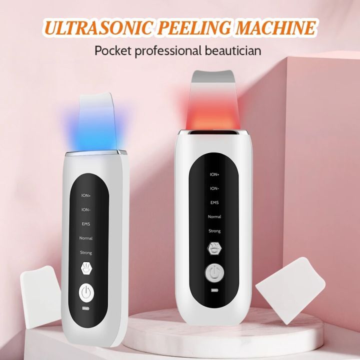 4 In 1 Ultrasonic Skin Scrubber Vibration Face Spatula Blackhead Remover Shovel Clean Cavitation Peeling Facial Lift Skin Care