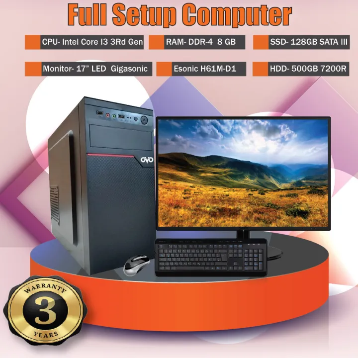 New%20Full%20Set%20Core%20I3%20PC%20/%2017''%20Led%20Monitor/%20500GB%20HDD%20or%20128%20GB%20SSD%20/%208GB%20Ram%20/%20Win%2010%2064Bit%202024%20-%20Image%202