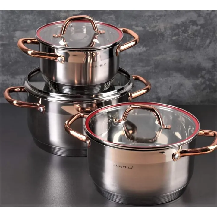 Kaisa Villa 6 Pieces Cookware Set 7 Layers Bottom - Upgrade Your Kitchen With The Kaisa Villa 6 Pieces Cookware Set, Featuring A 7-Layer Bottom For Even Heat Distribution