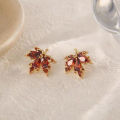 Fashion New Red Maple Leaf Earrings Light Luxury Temperament Simple Personality Women Party Earrings-MINETTE. 