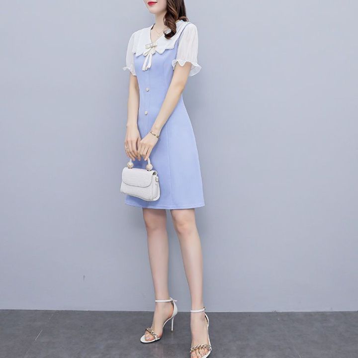 Summer Dress 2024 New Korean Style Waist Slimming Temperament Wild Western  Style Fairy Dress Mid-Length A Line skirt | Daraz.com.bd