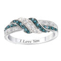 Women Shining Rhinestone Inlaid I Love You Letters Wedding Ring Jewelry Gift.