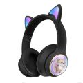 AKZ-51 Wireless Bluetooth CAT Headphone For Girls LED Glowing Light Sports and Gaming Headphones. 