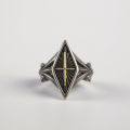 Vintage diamond cross ring, hipster men's personality, European and American punk index finger rings, men's imitation Thai silver open ring. 