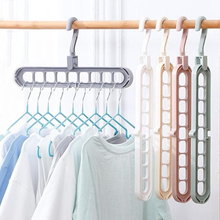 Multi-function Folding Hanger 9 Hole Rotating Clothes Hanger Closet Organizer Home Bedroom Storage Rack Vertical Hanger