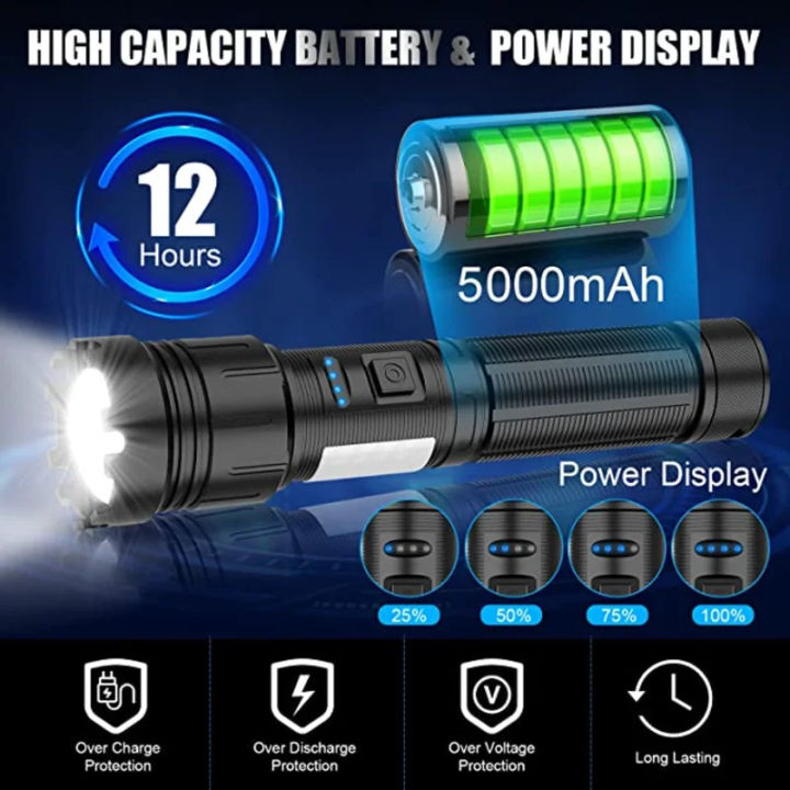 2000000LM%20XHP200%20Bright%20LED%20Flashlight%20with%20COB%20Work%20Light%205000mAH%20Type-C%20Usb%20Rejected%20Tactical%20Flashlight%20XHP50%20Zoom%20Torch%20-%20Image%204