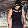 Cotton Sleeveless Hoodie for Men - Black. 