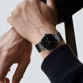Classic Bauhaus Design Men Watch Dark Blue Japan Quartz Waterproof Stainless Steel Fashion Business Calendar Ultra Thin Watches. 