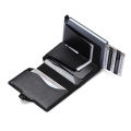 CASEKEY Mini Anti-Theft PU Crazy Horse Slim Smart Men Wallet with Metallic Pop Up RFID Credit Card Holder Wallet Men. 
