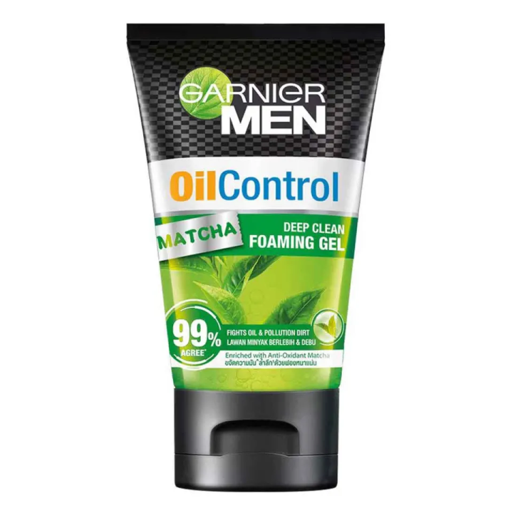 100 ml Garnier Men Turbolight Oil Control Matcha Deep Clean Foaming Gel face wash International Indonesian product