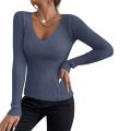 WEIRDO Autumn Winter Women Solid Rib Knit V Neck Stripe Pull Sweater Femme Y2k Long Sleeve Pullover Jersey Tops Fashion Clothes.