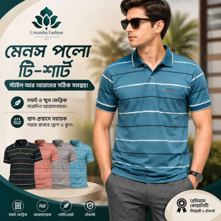 Classic fit half sleeve casual polo t-shirt for man - Polo T Shirt For Men