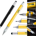 Pen 6 In 1 Multifunctional Touch Screen Pen Mobile Ballpoint Pen With Ruler Screwdriver Tool.