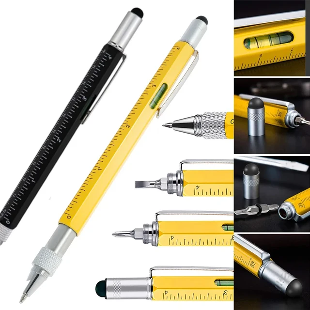 Pen 6 In 1 Multifunctional Touch Screen Pen Mobile Ballpoint Pen With Ruler Screwdriver Tool
