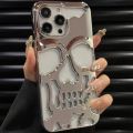 3D Hollow Skull Callous Phone Case for iPhone 15 14 ProMax Plus 13 12 11 Pro Max Luxury Plating Shockproof Ghostface Soft Cover.