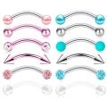 6Pcs/lot Stainless Steel Crystal Eyebrow Piercing Set 16G CZ Curved Barbell Helix Daith Piercing Lot Lip Rings Snake Eyes Bulk. 