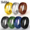 【Aesth Diary Store】WBL 2019New Men Fish Scale Pattern Silicone Rings 8.7mm Food Grade FDA Silicone Finger Ring Hypoallergenic Flexible Rubber Bands. 