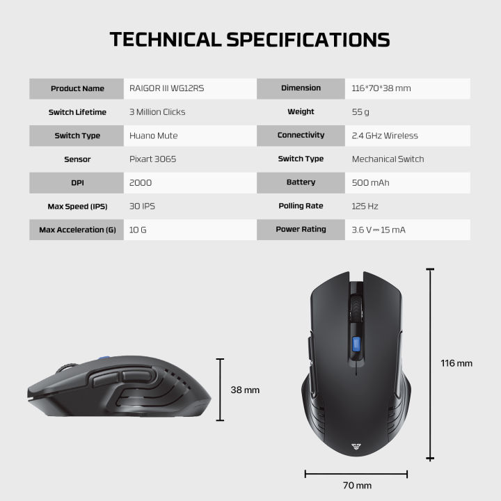 FANTECH%20WG12RS%20Raigor%20III%20Wireless%20Gaming%20Silent%20Mouse%20Pixart%203065%202000DPI%20Wired%20Mouse%20Poling%20125Hz%20Macro%20Button%20Mice%20-%20Image%209