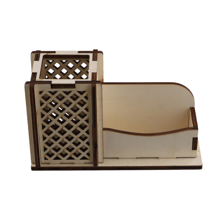 Wood Business Card Holder with Pen Slot Business Card Stand for Desk